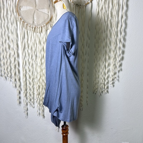 Poetry Linen Blend Scoop Waist Blue Gray Short Sleeve Shirt US10 - Picture 2 of 8
